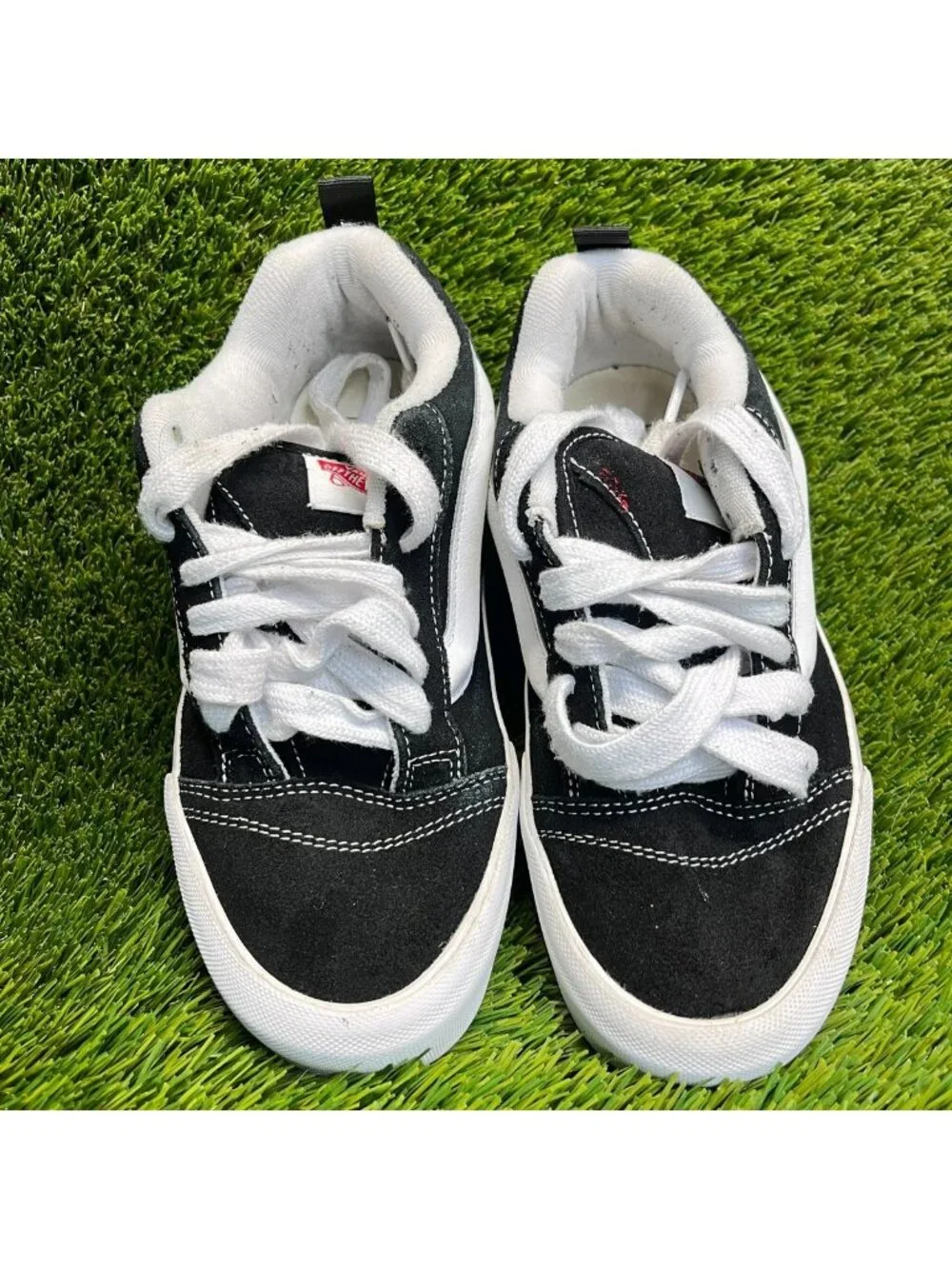 Vans Knu Skool Womens Size 8.5 Mens 7 Black White Athletic Skate Shoes Sneakers